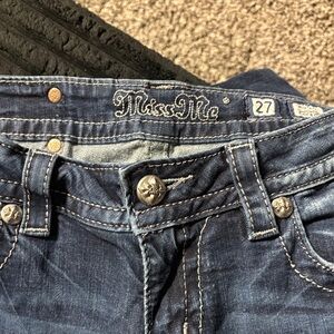 Miss Me Indigo Denim Jeans with Silver Accents